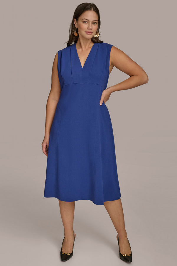 donna karan PLUS SIZE VNECK A LINE MIDI DRESS Cosmos