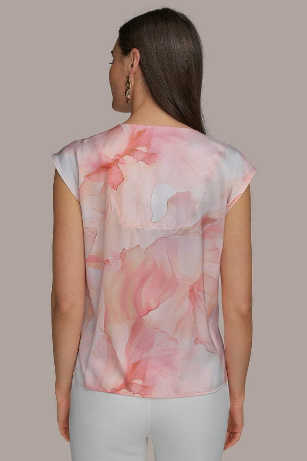 Donna Karan PRINT CIRCLE HARDWARE TOP APRICOT MULTI