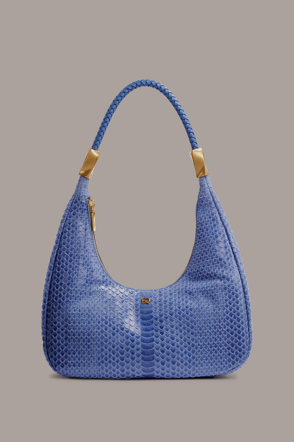 donna karan QUOGUE SKIPPER SNAKE SHOULDER BAG DARK CIELO