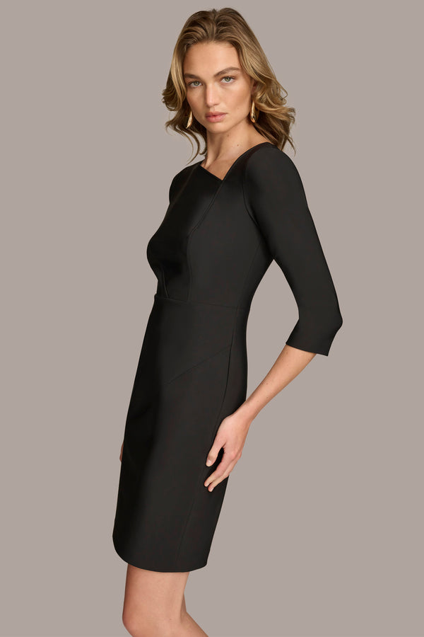 Donna Karan SCUBA SHEATH WITH ASYMMETRICAL NECK Black