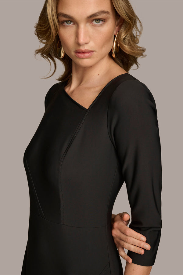 Donna Karan SCUBA SHEATH WITH ASYMMETRICAL NECK Black