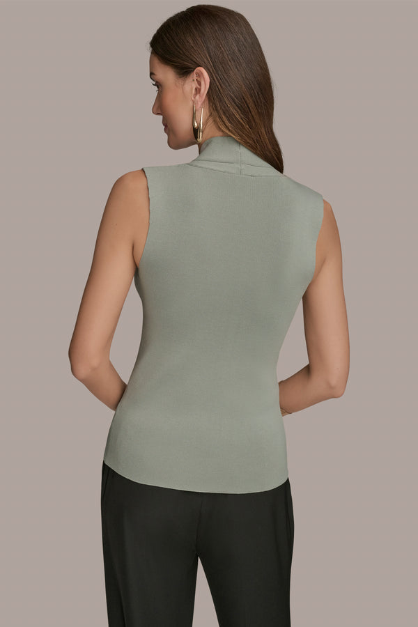 Donna Karan SLEEVELESS V-NECK SWEATER WEATHERED SAGE