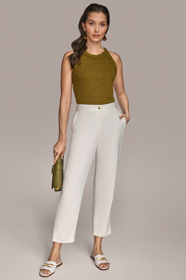 Donna Karan SOFT SUITING SLIM LEG ANKLE LENGTH PANT Cream