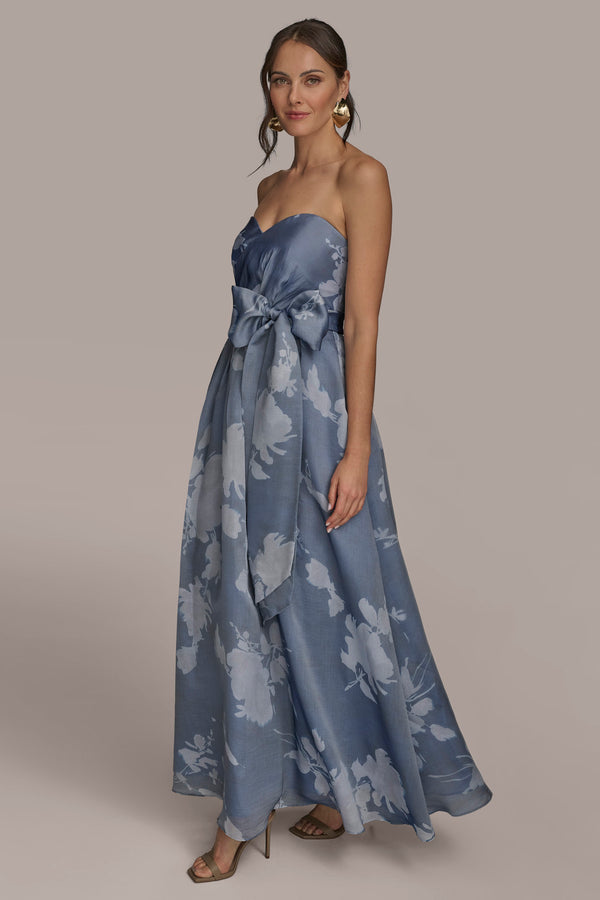 Donna Karan STRAPLESS FLORAL BALL GOWN MARBELLA MULTI