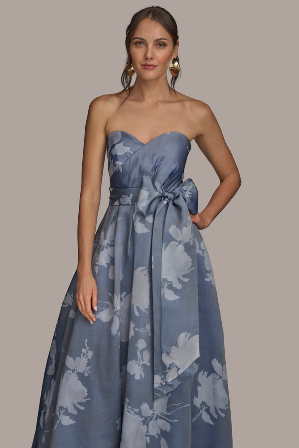 Donna Karan STRAPLESS FLORAL BALL GOWN MARBELLA MULTI