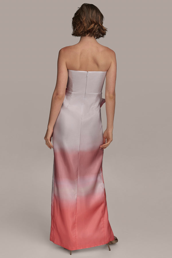 Donna Karan STRAPLESS GOWN WITH SIDE BOW SPRING MELON MULTI