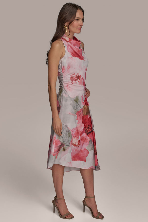 Donna Karan SWEETHEART NECK GOWN SPRING MELON MULTI