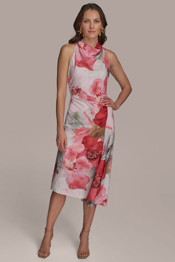 donna karan SWEETHEART NECK GOWN SPRING MELON MULTI