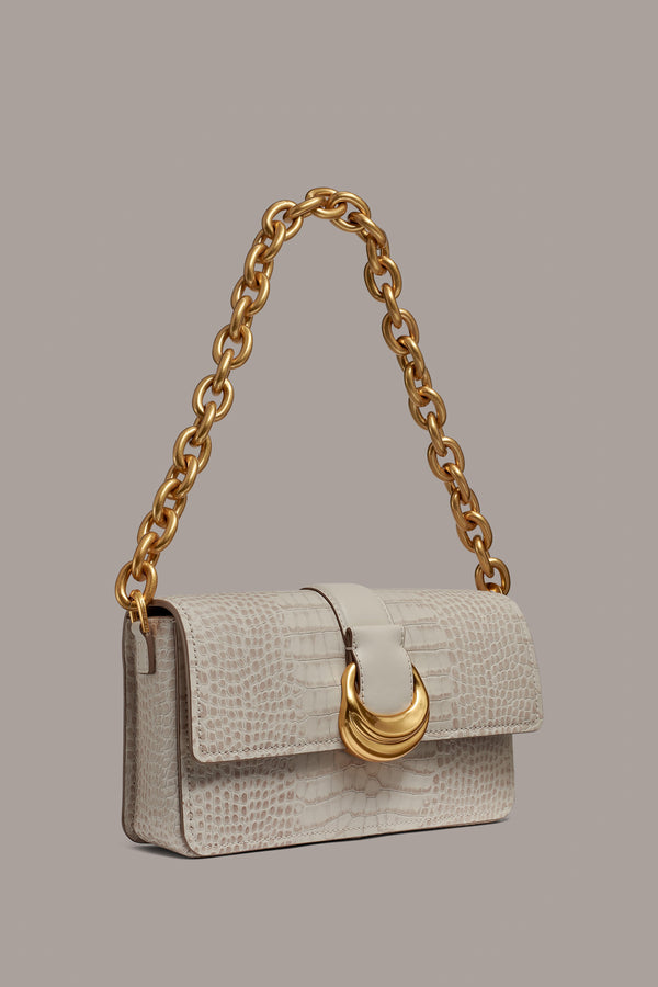 Donna Karan VALLEY STREAM CROC-EFFECT SHOULDER BAG Sand