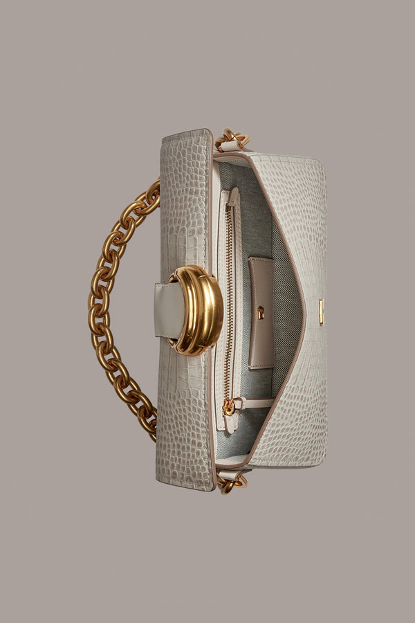 Donna Karan VALLEY STREAM CROC-EFFECT SHOULDER BAG Sand