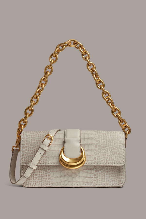donna karan VALLEY STREAM CROC-EFFECT SHOULDER BAG Sand