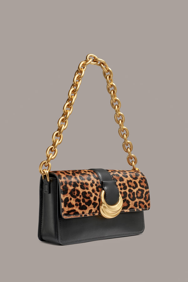 Donna Karan VALLEY STREAM LEOPARD SHOULDER BAG Black/Leopard