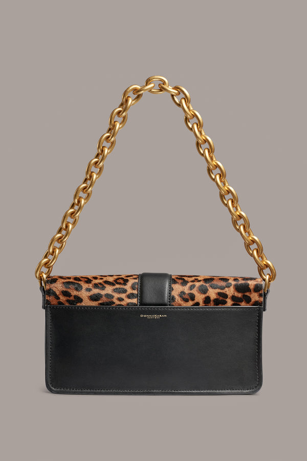 Donna Karan VALLEY STREAM LEOPARD SHOULDER BAG Black/Leopard