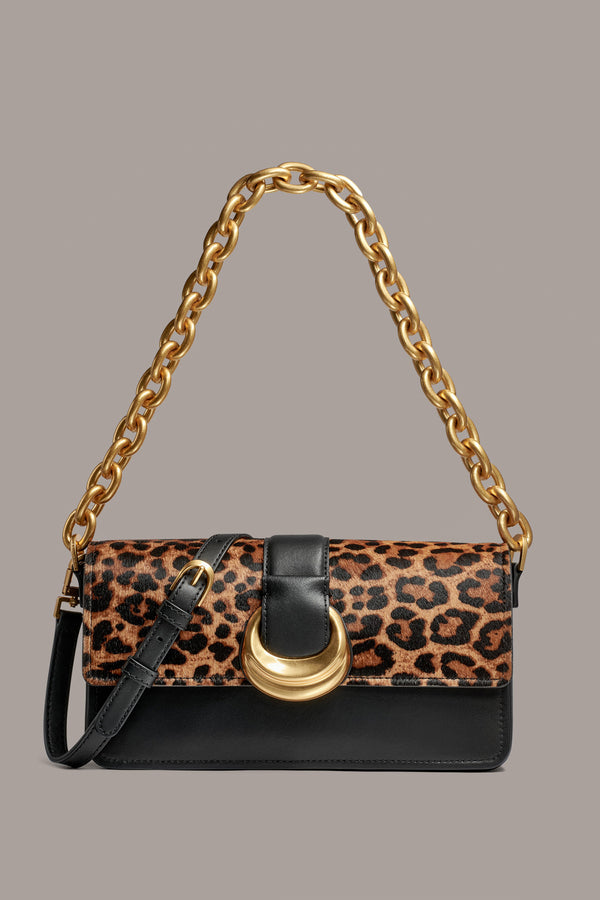 donna karan VALLEY STREAM LEOPARD SHOULDER BAG Black/Leopard