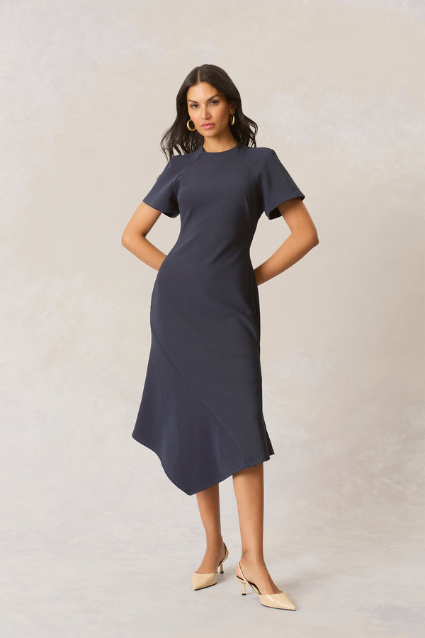 Donna Morgan ASYMMETRICAL HEM DRESS WITH WIDE SLEEVES