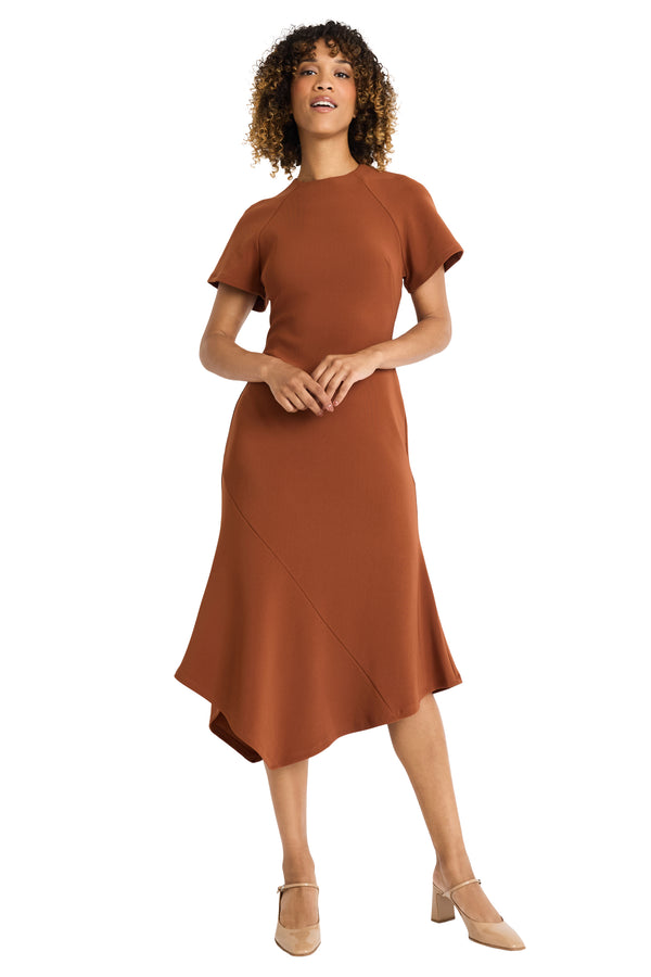 Donna Morgan ASYMMETRICAL HEM DRESS WITH WIDE SLEEVES
