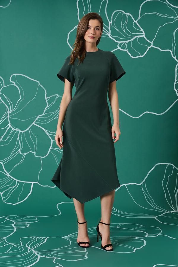 donna morgan ASYMMETRICAL HEM DRESS WITH WIDE SLEEVES