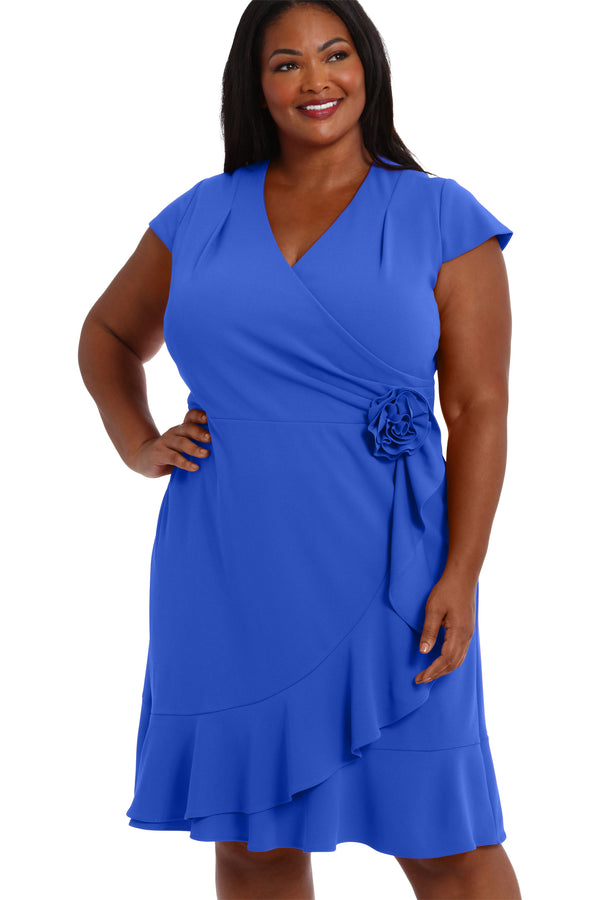 Donna Morgan CAP SLV WRAP WITH CASCADE RUFFLE WITH ROSETTE