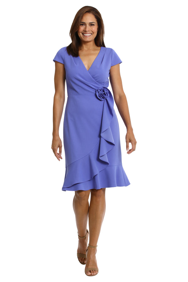 donna morgan CAP SLV WRAP WITH CASCADE RUFFLE WITH ROSETTE