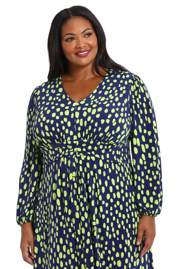 Donna Morgan Bishop Sleeve Ruched Midi Dress