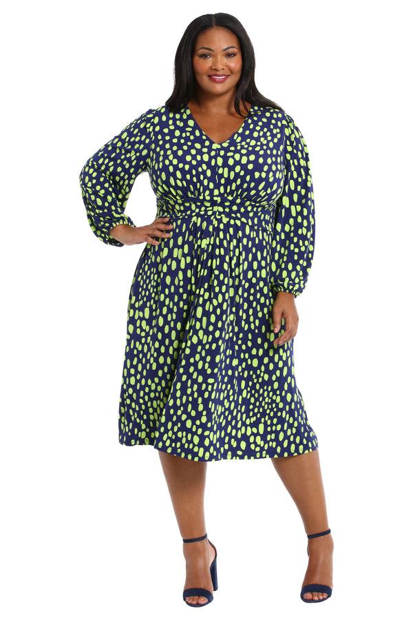 donna morgan Bishop Sleeve Ruched Midi Dress