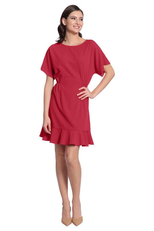 Donna Morgan BOAT NECK FLOUNCE HEM DRESS
