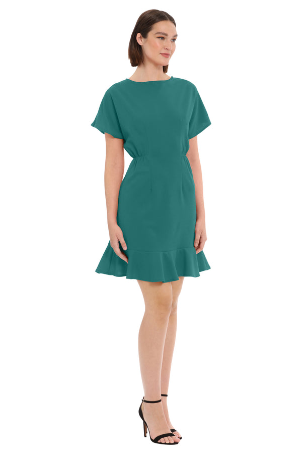 Donna Morgan BOAT NECK FLOUNCE HEM DRESS