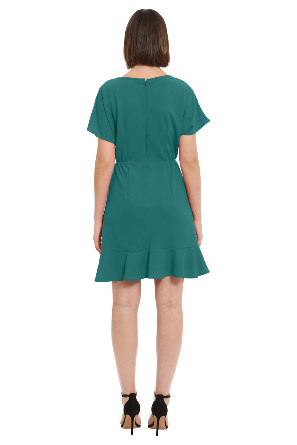 Donna Morgan BOAT NECK FLOUNCE HEM DRESS
