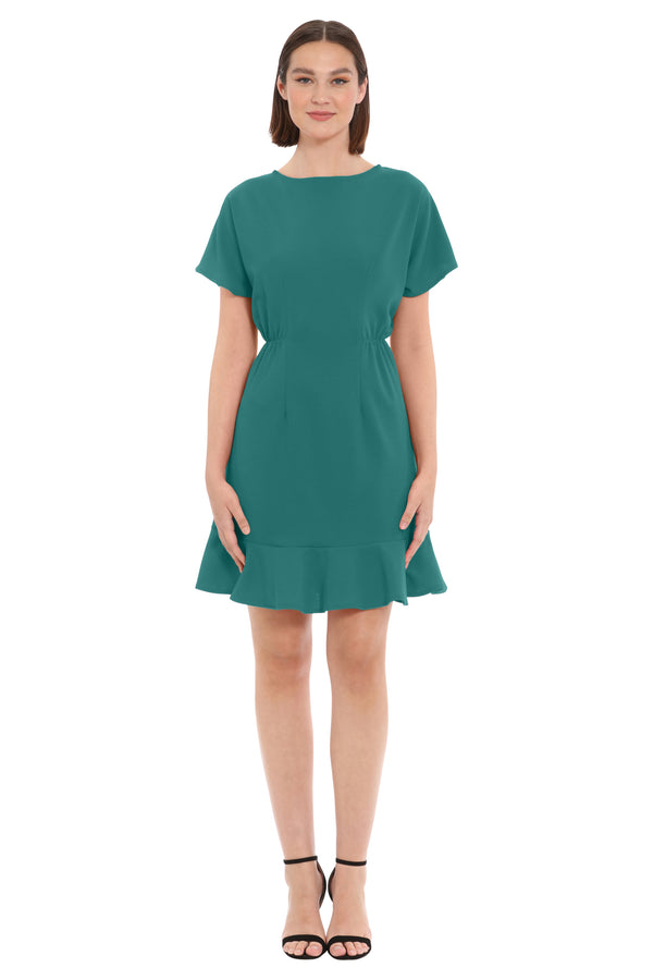 donna morgan BOAT NECK FLOUNCE HEM DRESS