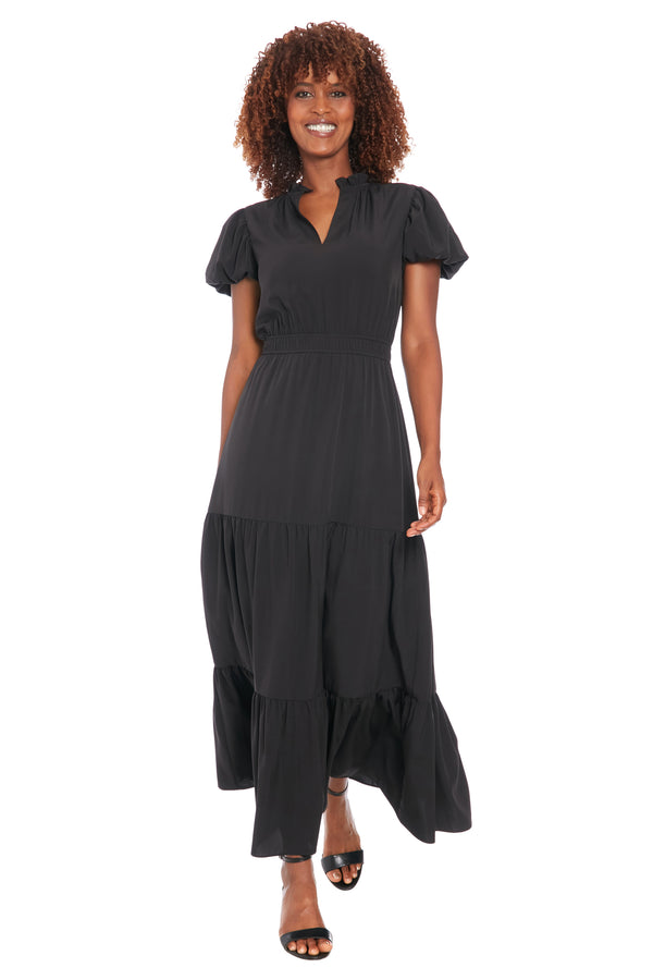 Donna Morgan Bubble Sleeve Tiered Maxi