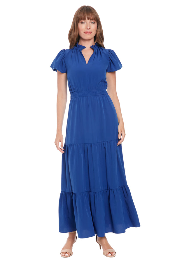 donna morgan Bubble sleeve tiered maxi