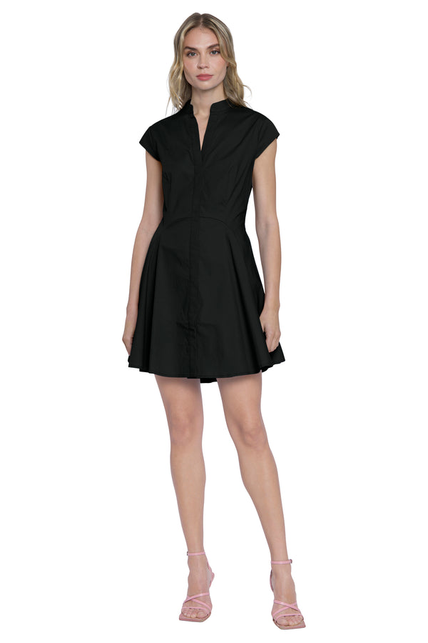 donna morgan BUTTON FRONT FIT & FLARE MINI DRESS