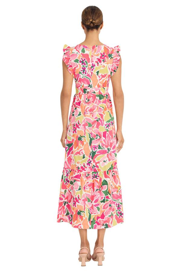 Donna Morgan COTTON FLORAL RUFFLE SLV DRESS