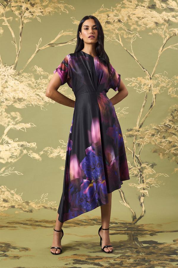 Donna Morgan DOLMAN SLEEVE PLEAT FRONT DRESS