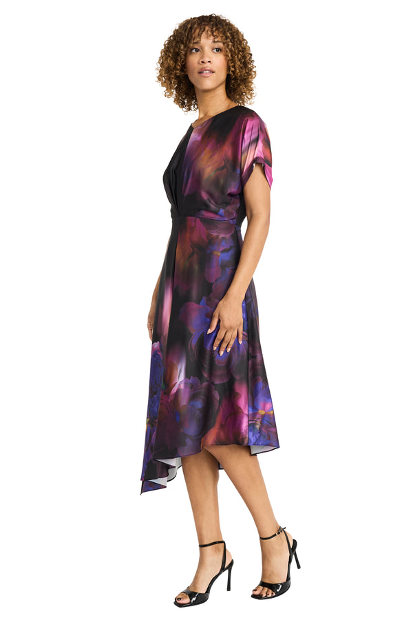 Donna Morgan DOLMAN SLEEVE PLEAT FRONT DRESS
