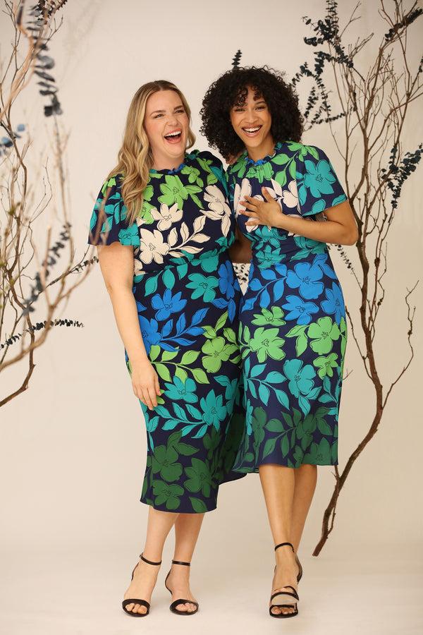 Donna Morgan HIGH NECK DRESS WITH A-LINE SKIRT