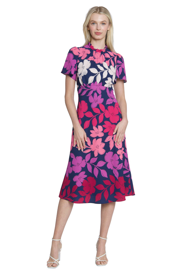 donna morgan HIGH NECK DRESS WITH A-LINE SKIRT