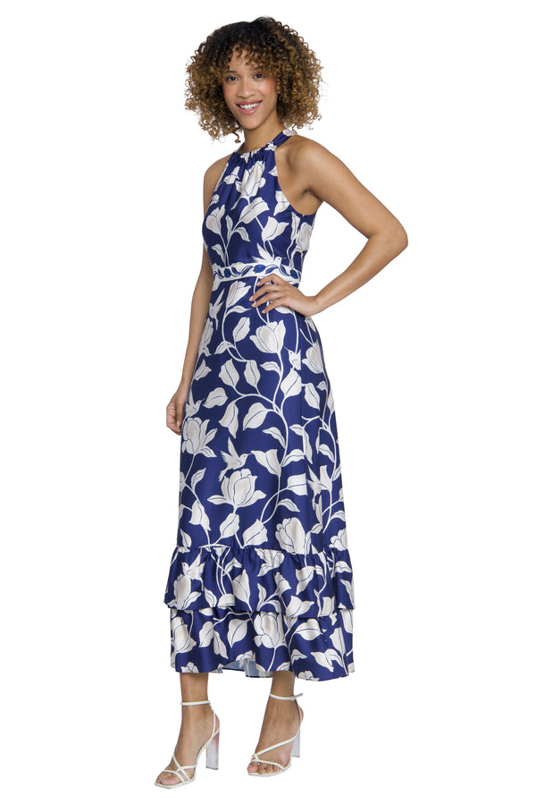 Donna Morgan HIGH NECK RUFFLED MAXI DRESS