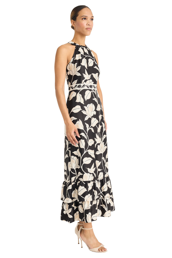 Donna Morgan HIGH NECK RUFFLED MAXI DRESS