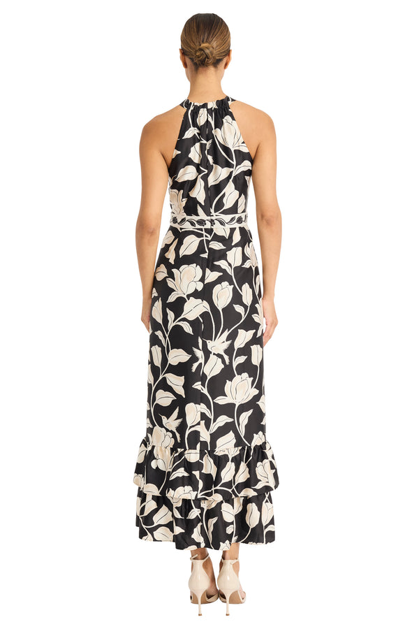 Donna Morgan HIGH NECK RUFFLED MAXI DRESS