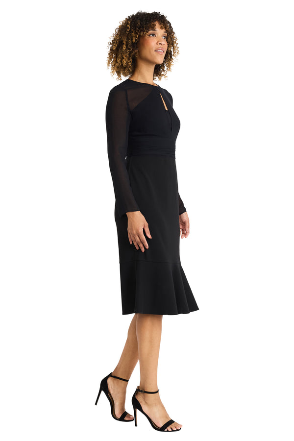 Donna Morgan ILLUSION MIDI DRESS W/ RUFFLED HEM