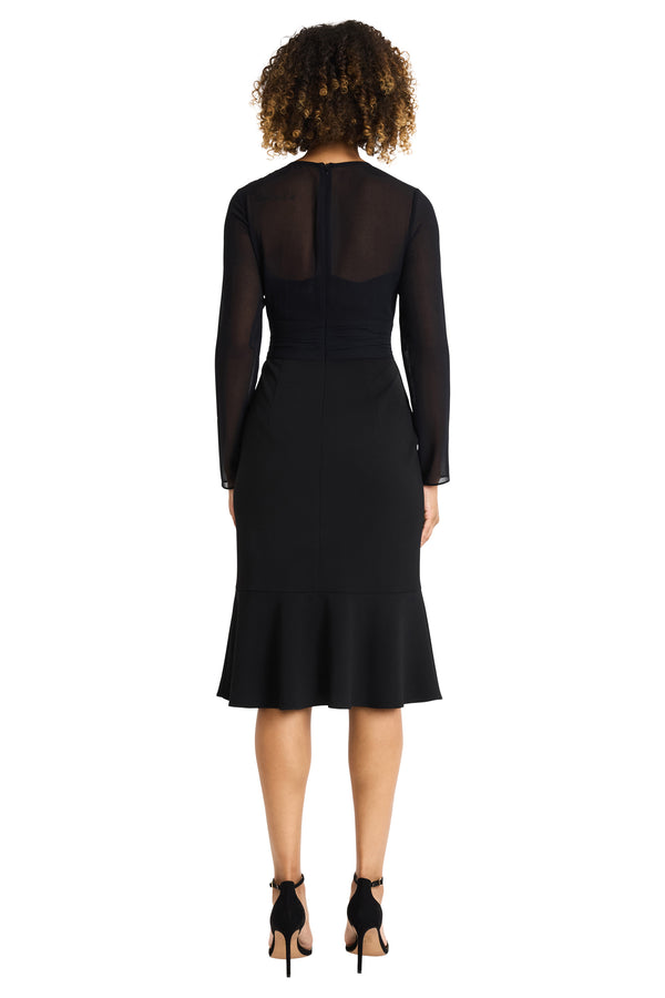 Donna Morgan ILLUSION MIDI DRESS W/ RUFFLED HEM