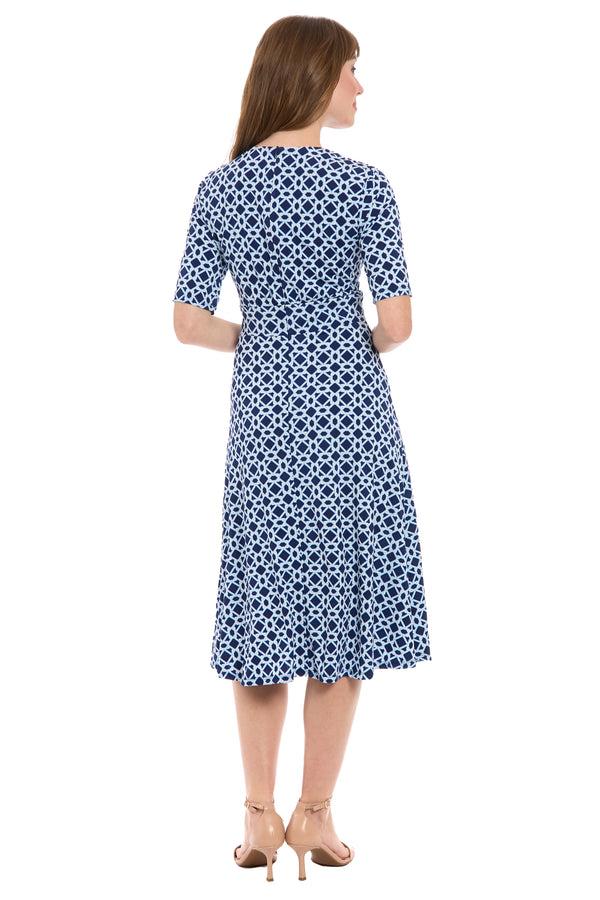 Donna Morgan INSET WAIST MIDI SHORT SLEEVE