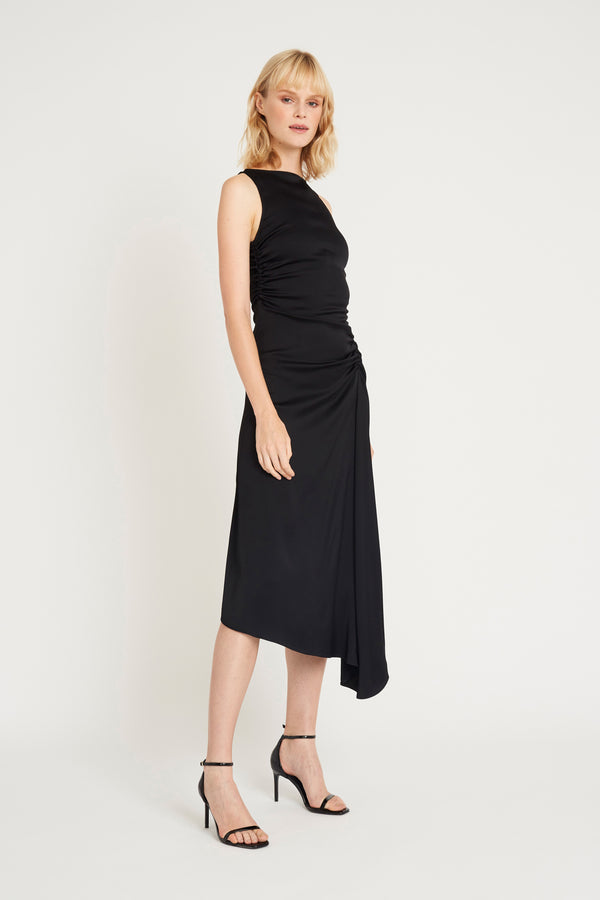 Donna Morgan JEWEL-NECK ASYMMETRICAL MIDI