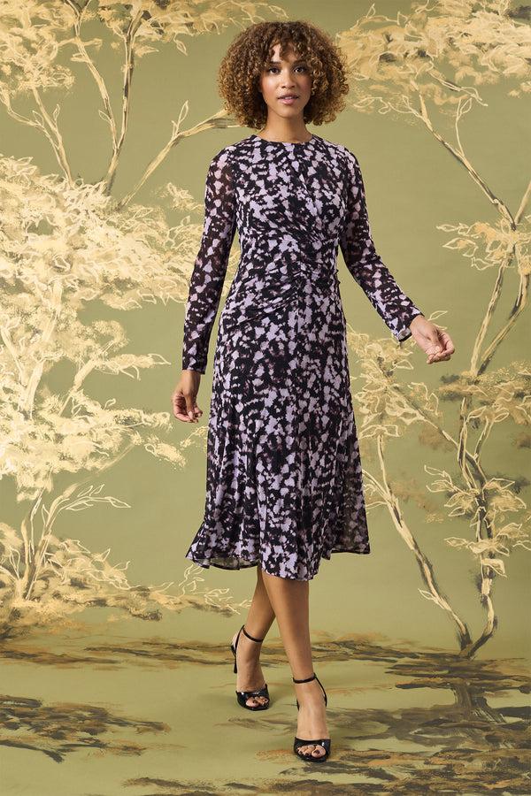 Donna Morgan LONG SLEEVE DRAPED MIDI DRESS