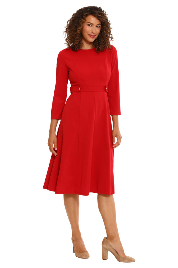 donna Morgan Long Sleeve Seamed Midi