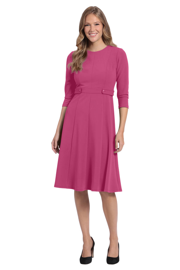 donna Morgan Long Sleeve Seamed Midi