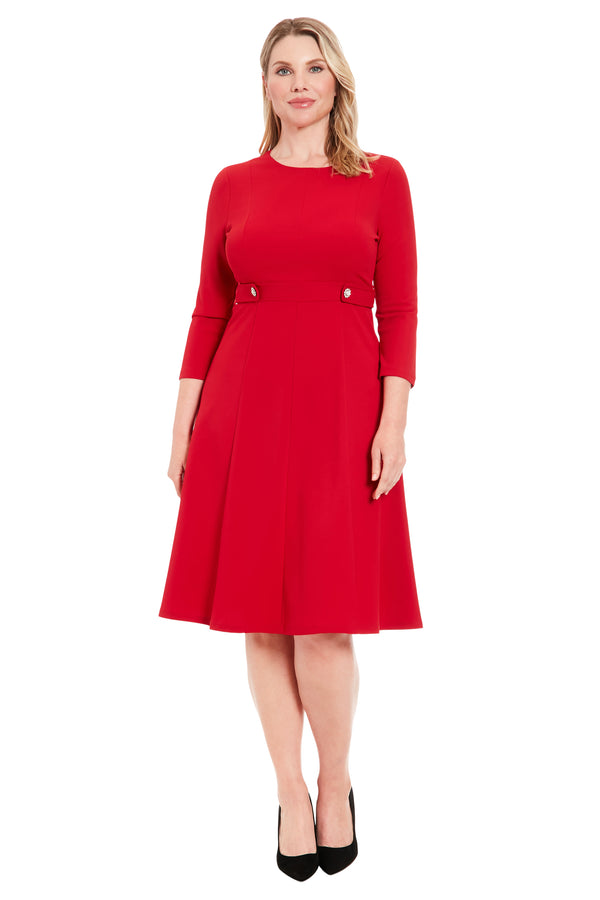 donna morgan Long Sleeve Seamed Side Tab Midi