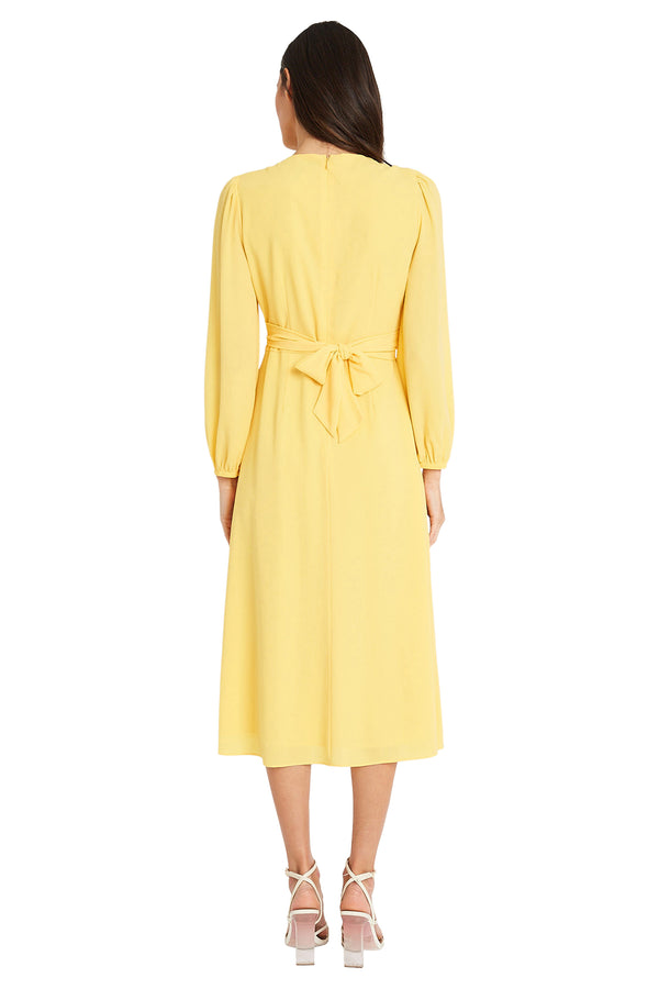 Donna Morgan LONG SLEEVE V-NECK MIDI DRESS