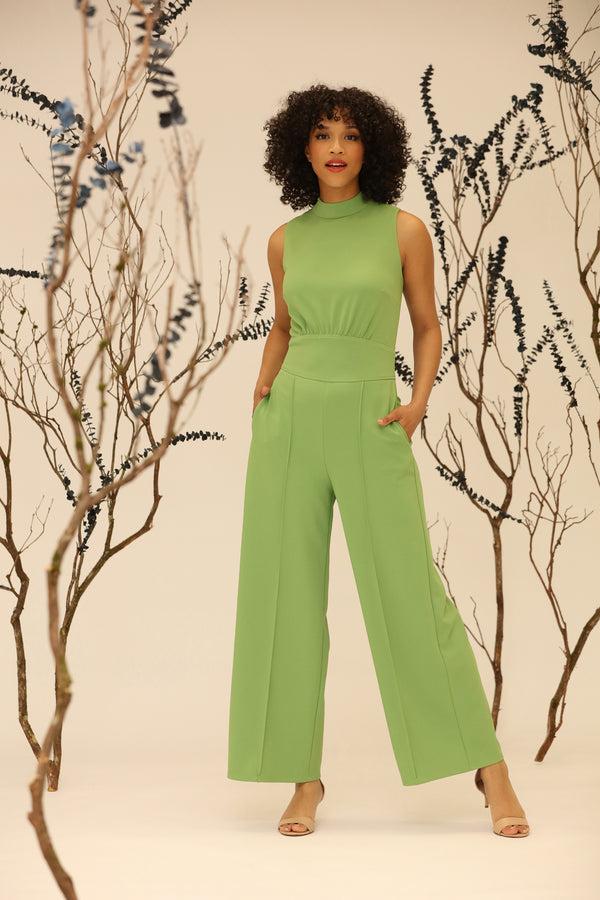 donna morgan MOCK NECK SLEEVELESS JUMPSUIT